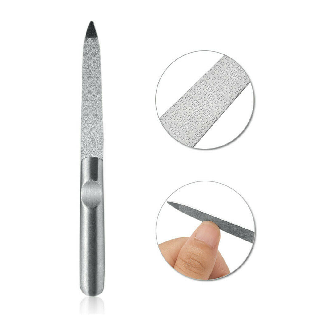 Double Sides Nail Files Stainless Steel Nail Buffer Manicure Pedicure Cuticle