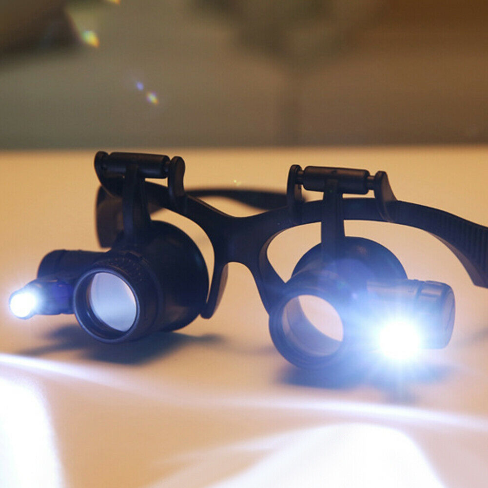 Multi-Power Double Lights Magnifier Glasses Loupe Magnifying Glass w/Lens @