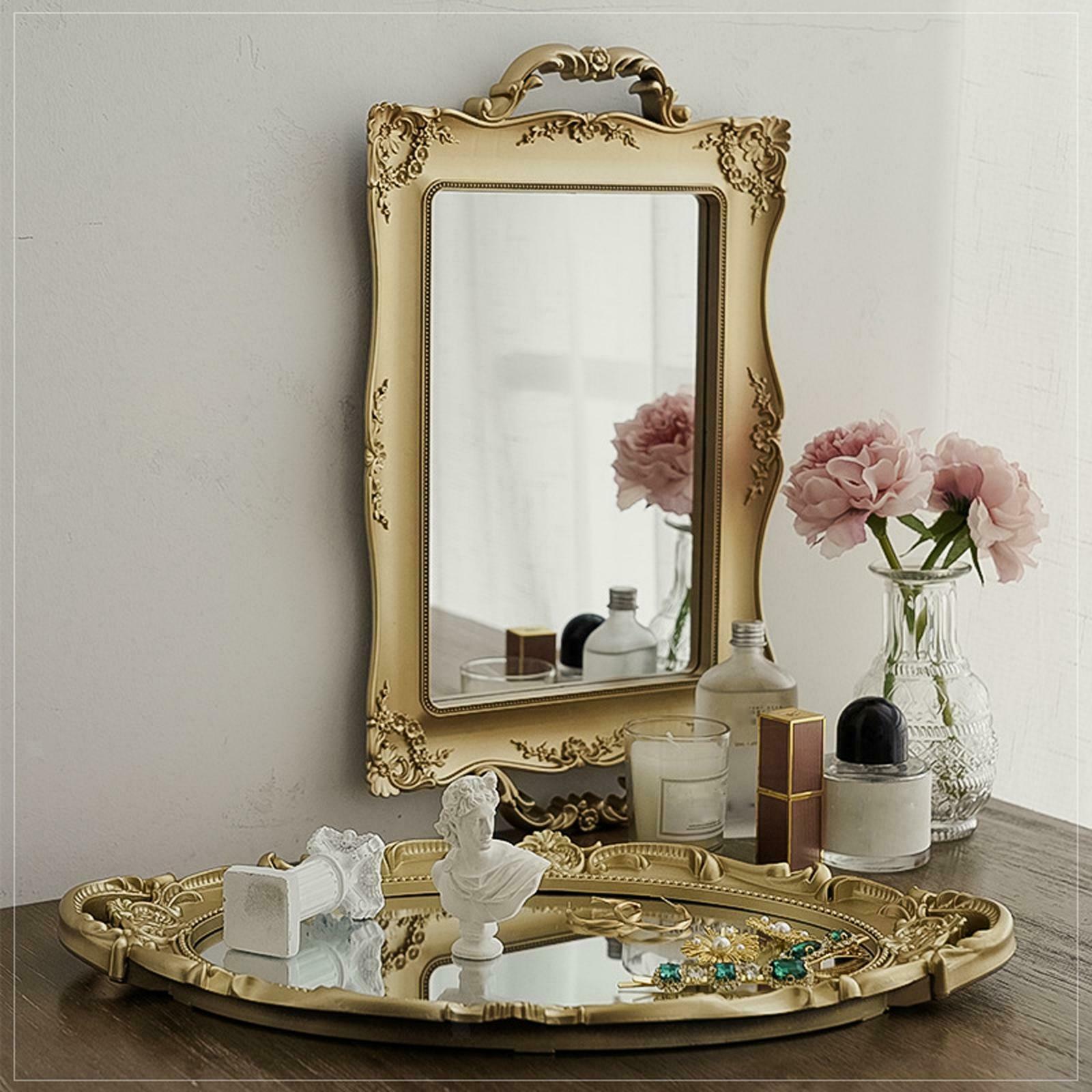 Mirrored Vanity Tray Makeup Mirror Jewelry Organizer Photo Props Decoration