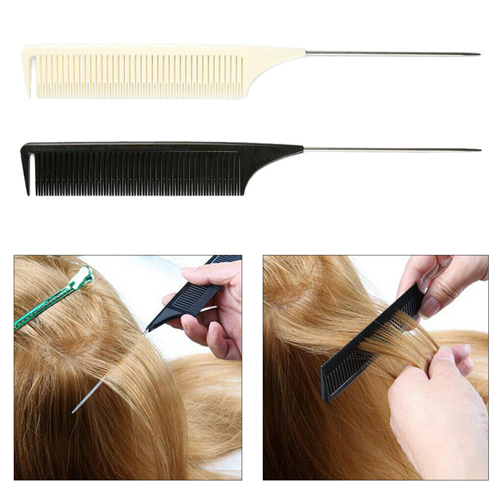 2x ABS Fine Weave Highlighting Foiling Hair Comb Barber Combs Brush Tool