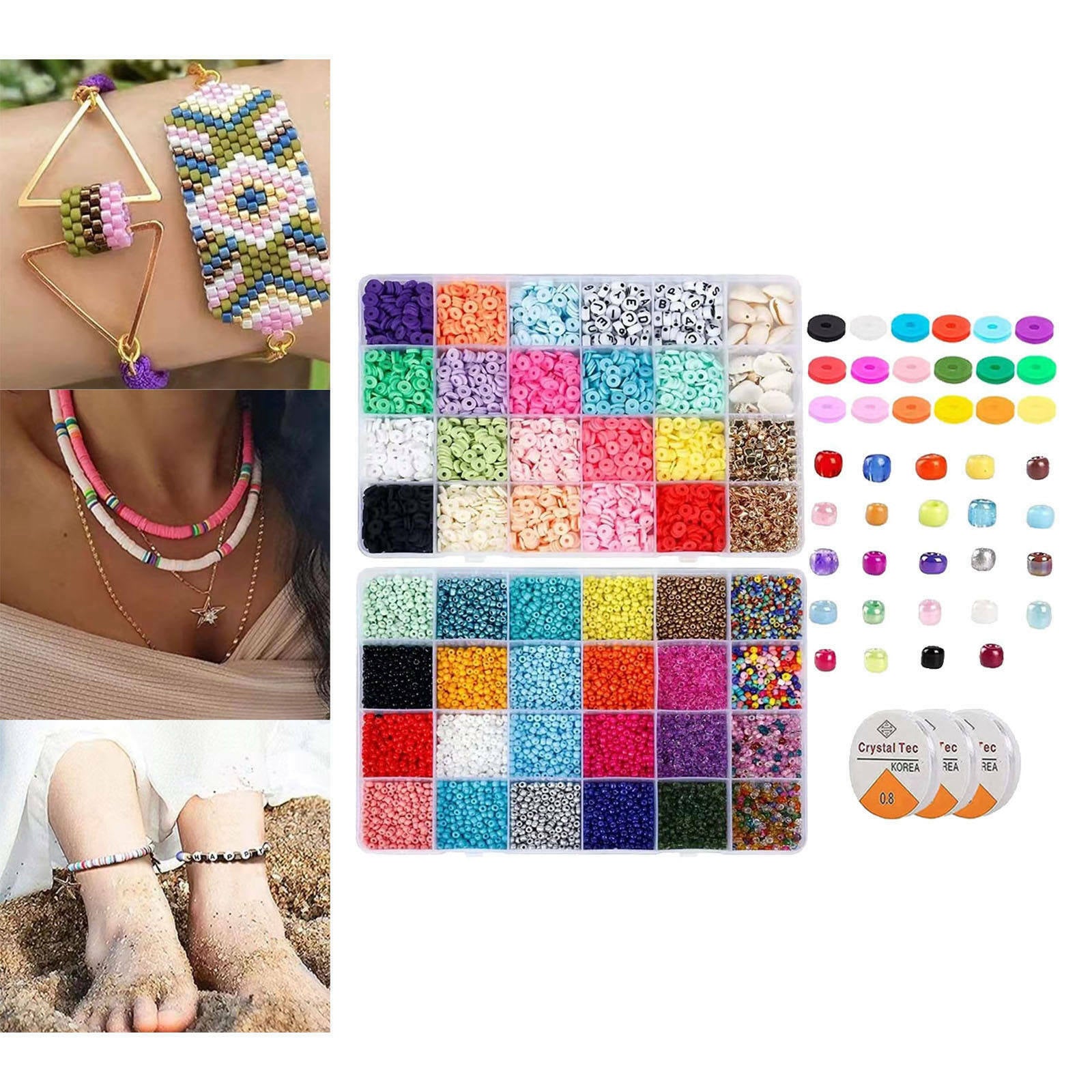 20747Pcs Polymer Clay Beads Pendant Crystal Line for DIY Earrings Jewelry