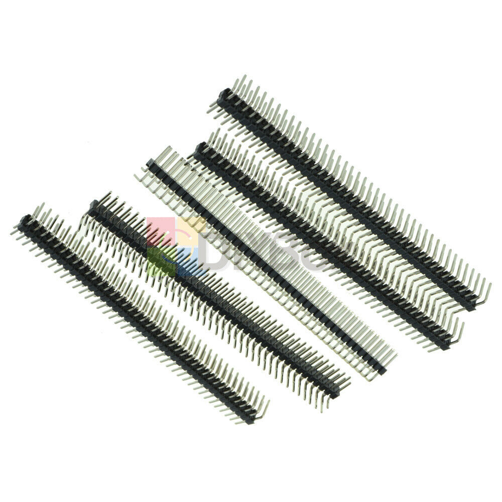 20Pcs 40PIN 2 x 40 Pin 2.54mm Pitch Male Double Row Right Angle Pin Header Strip