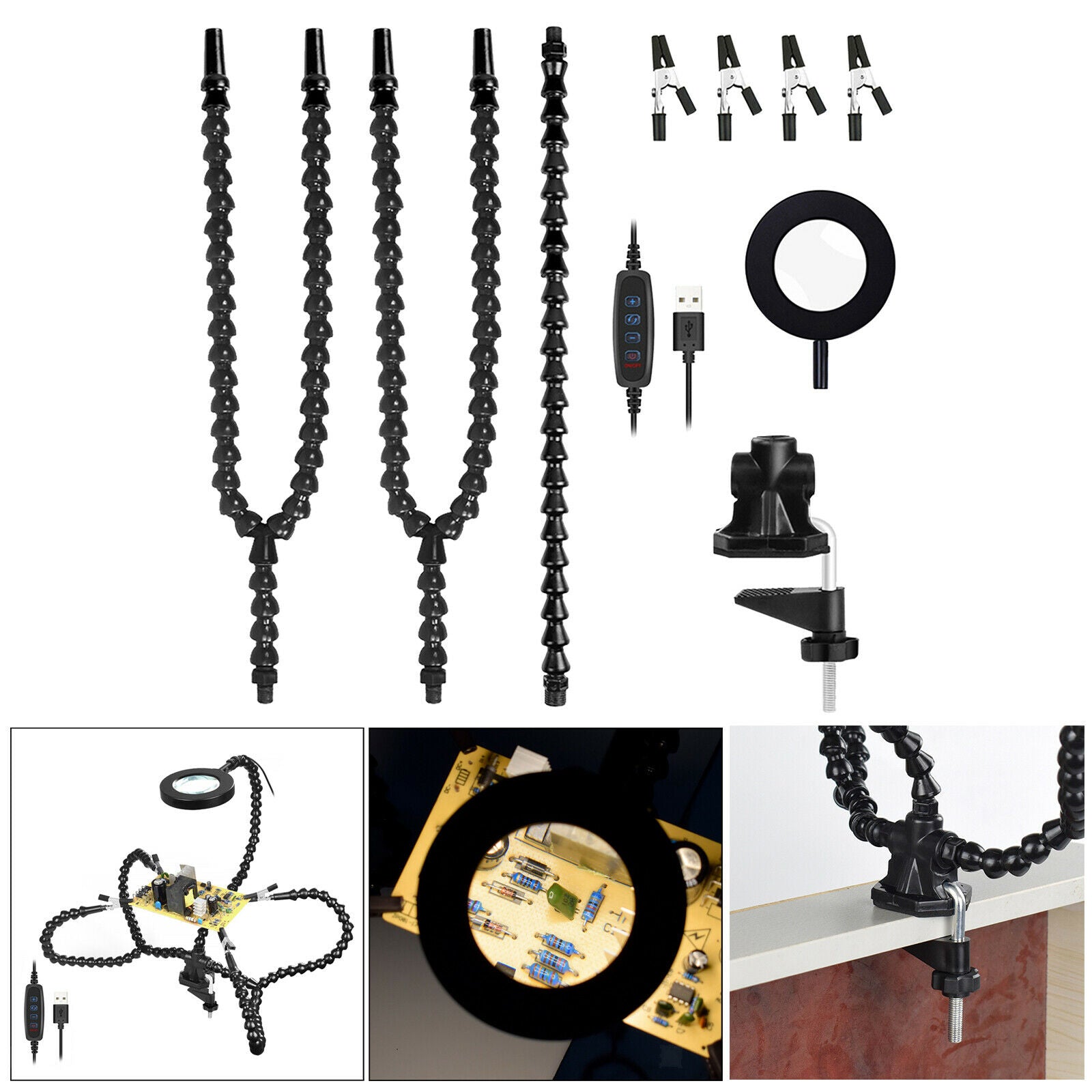 Helping Hands Soldering Third Hand Vise PCB Holder with 4 Flexible Arms