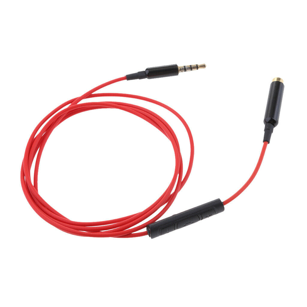 3.5mm Male to Female Ste Audio Cable W/ Remote & Mic for  ,   Red