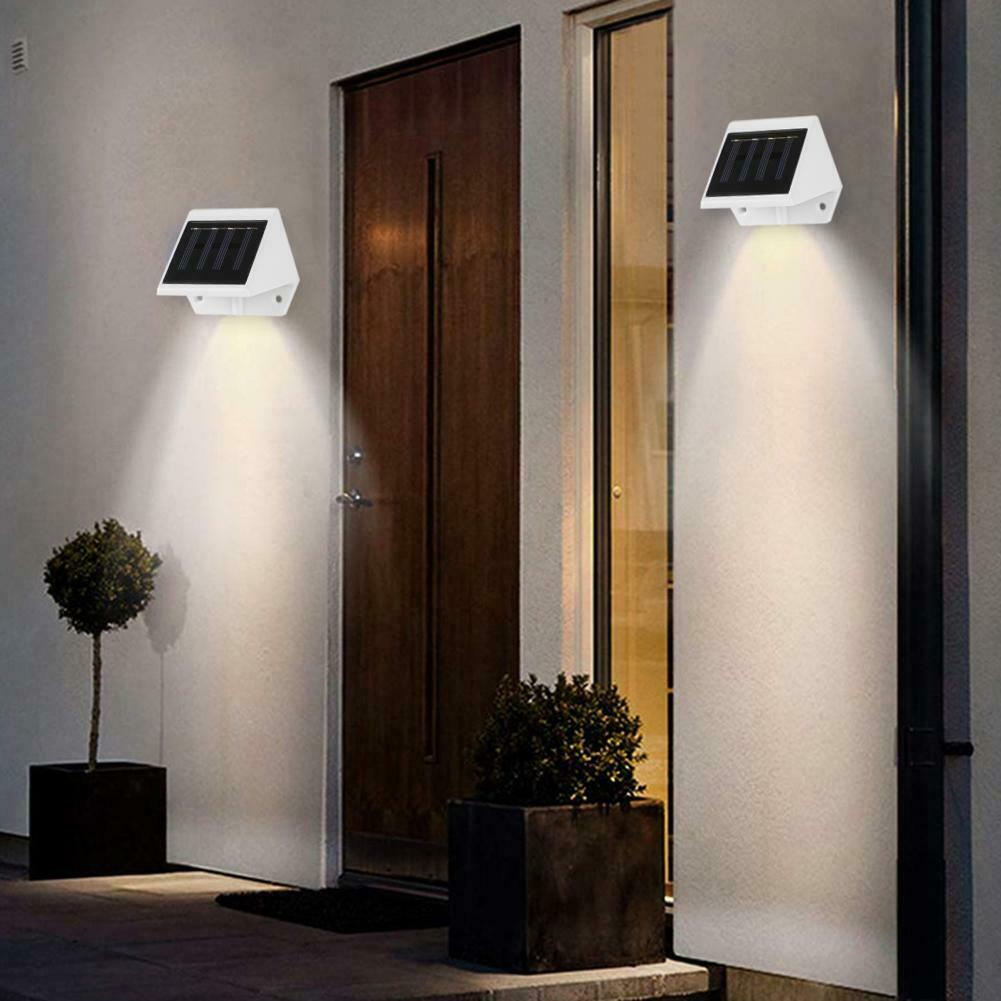 4LED Fence Lamp Solar Powered Plastic Stair Wall Light Outdoor Garden Yard Decor