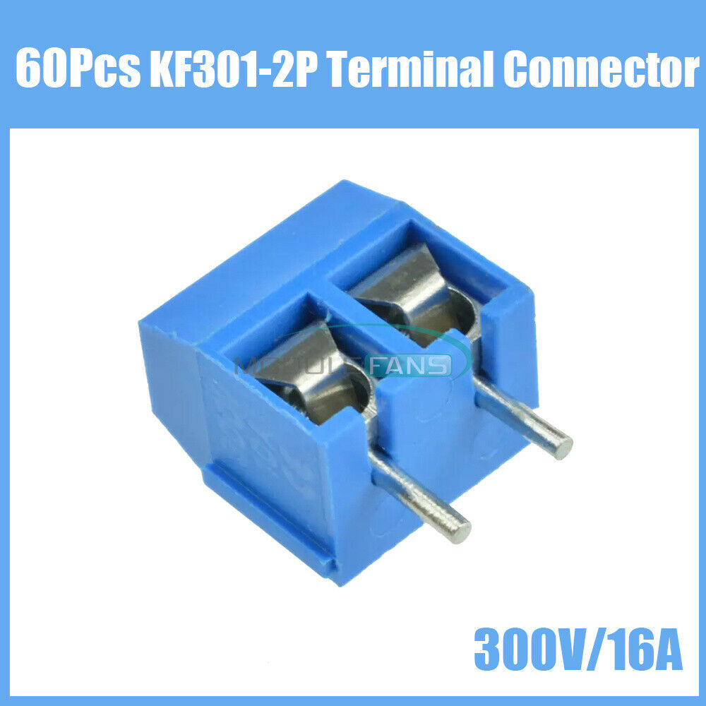 100PCS KF301 2-Pin 5.08mm Connect Terminal Blue Screw Terminal Connector Blue