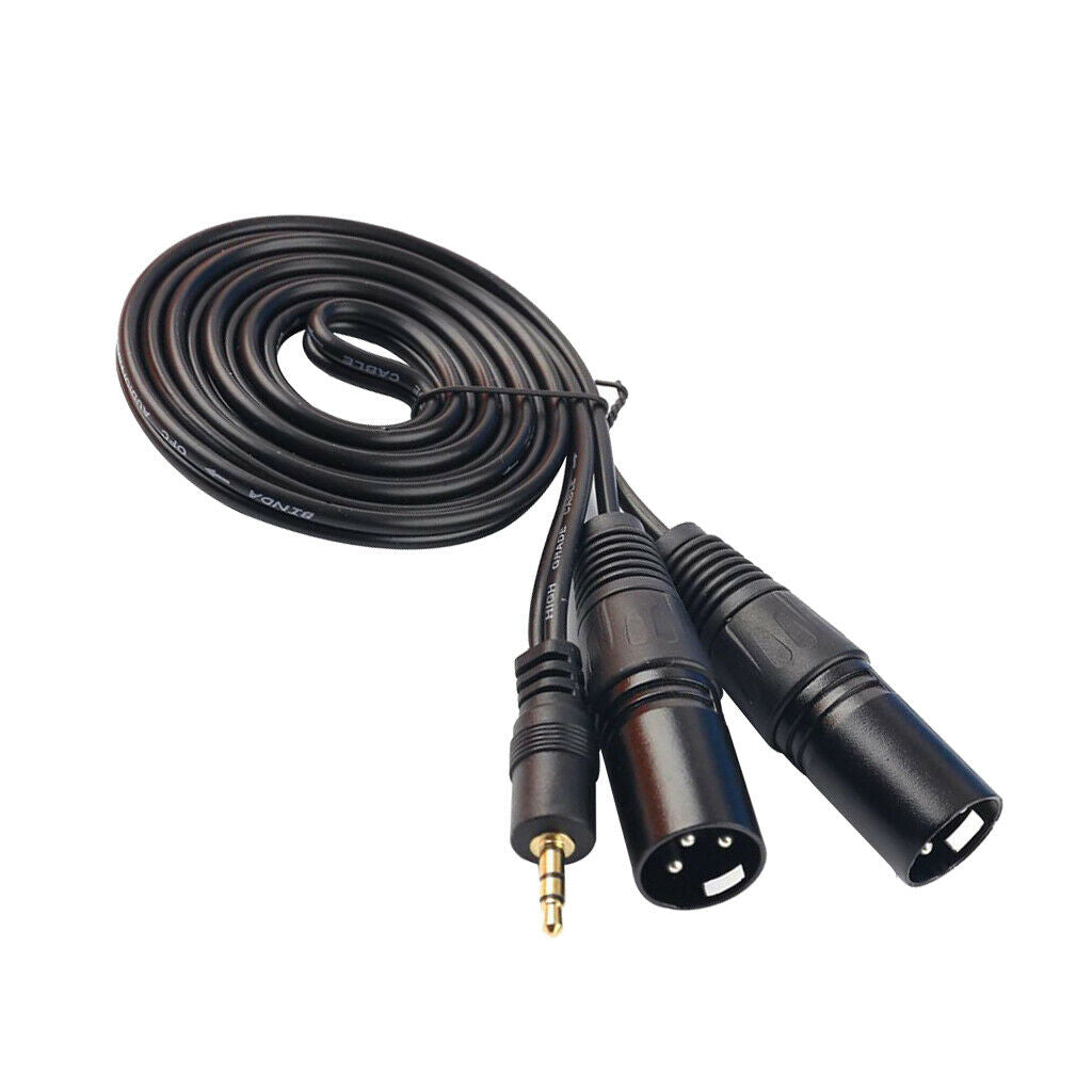 3.5 mm Stereo 1/8" to Dual Male XLR Splitter Patch Cable .