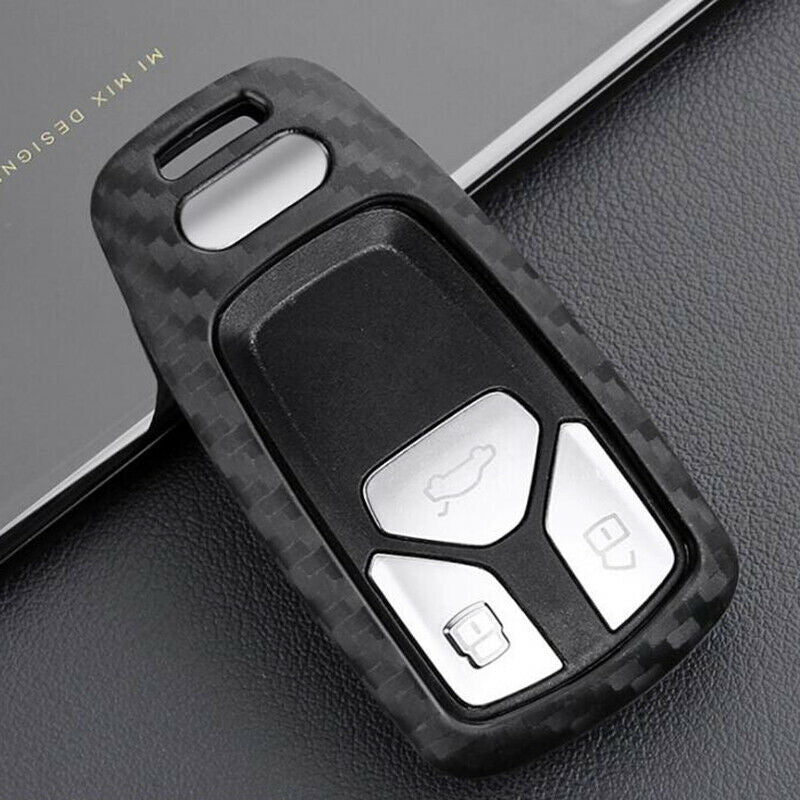 Carbon Fiber Shell Cover Remote Key ProtectorFob Case For Audi A4 B9 A5 Q5 Q7 TT