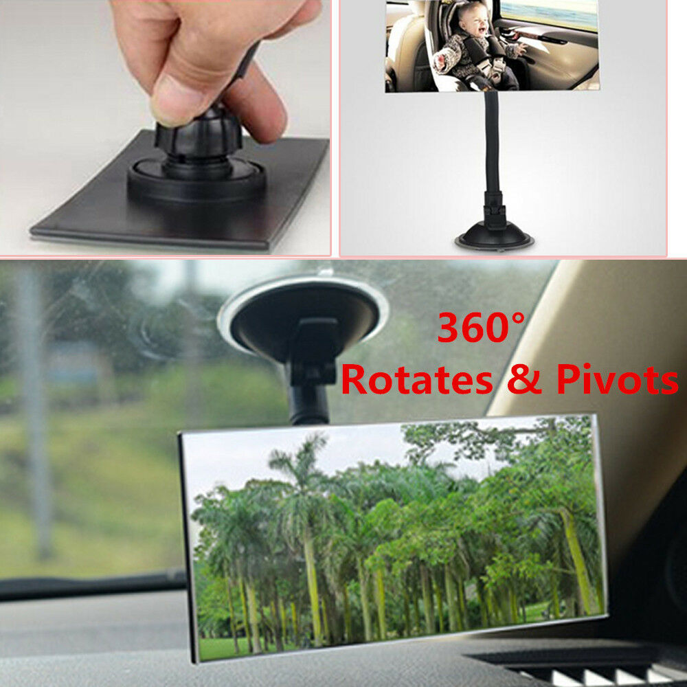 Universal Car Mirror Interior Rear View Windshield Mirror Suction 360Â° Rotates