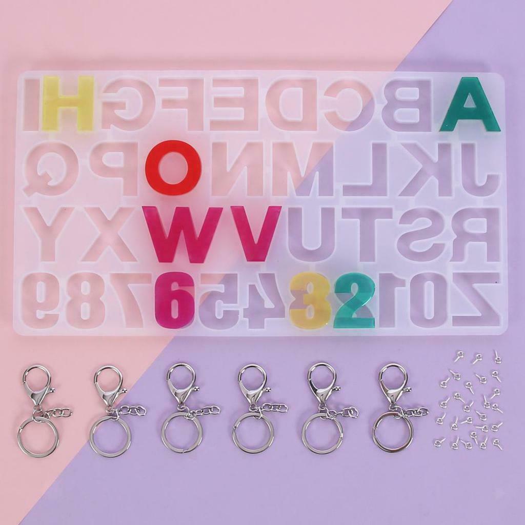 Letter Number Silicone Molds Backward Epoxy Moulds Making Keychain DIY Set