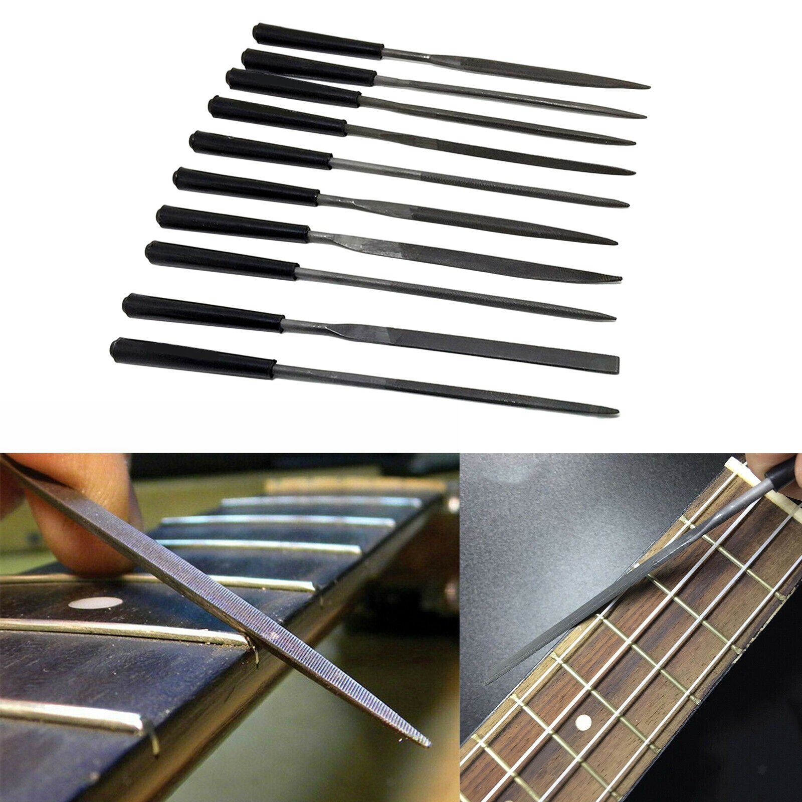 10 pieces in 1 guitar collar nut saddle slot grinding file set guitar maker