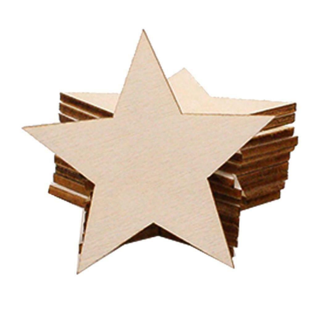25 Star Shape Wood Piece Slices Art Christmas Tree