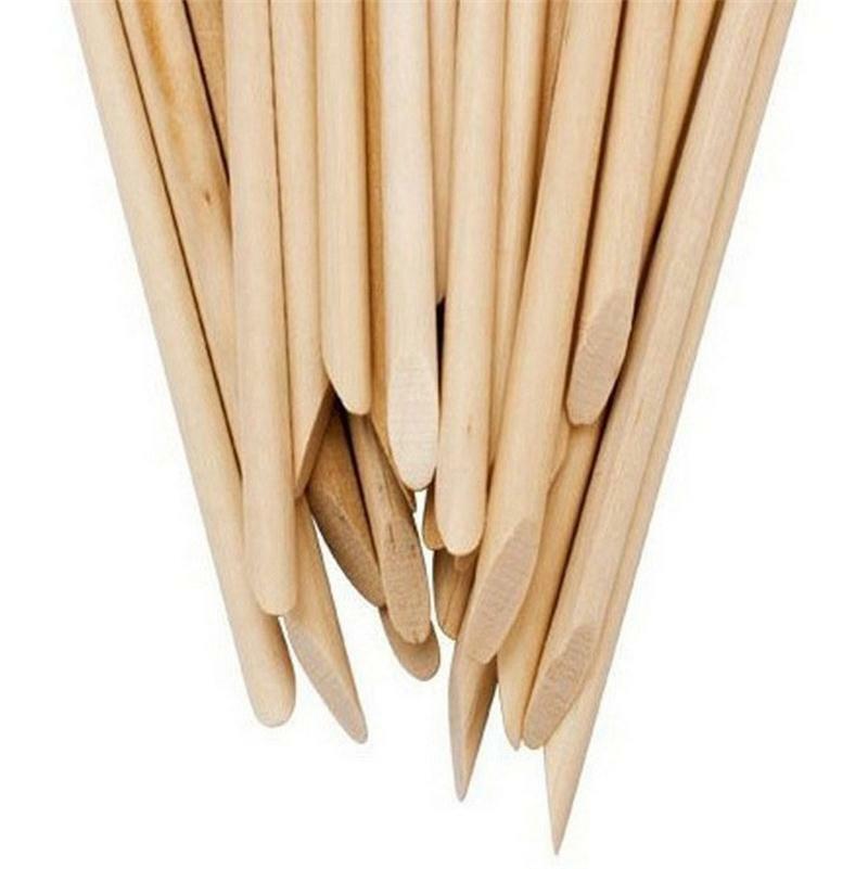 100pcs Nail Art Tips Cuticle Pusher Remover Crude Wood Stick Pedicure Manicure
