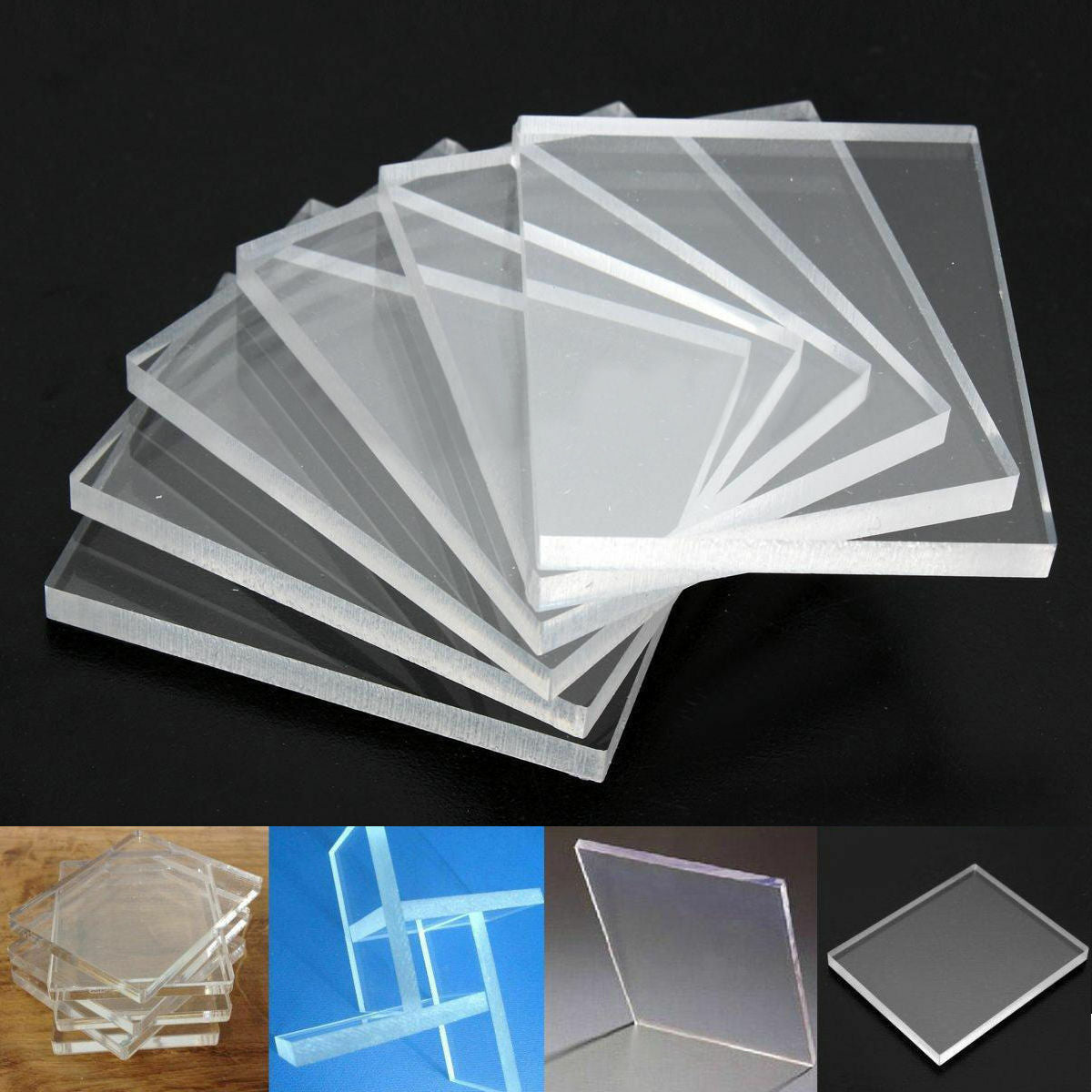 6 Packs Clear Acrylic Stamping Rubber Perspex Thin Blocks Pads Card Craft 5mm
