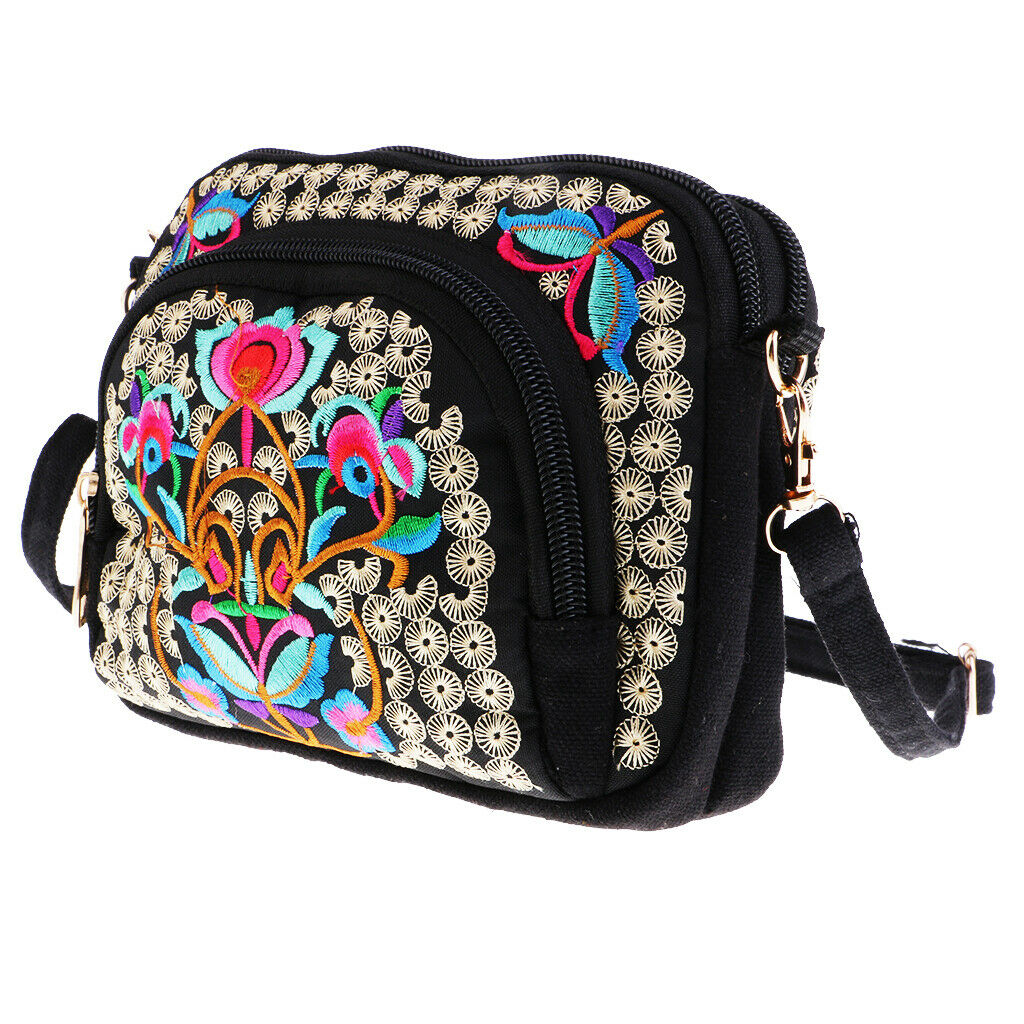 Flower Embroidery Handmade Single Shoulder Bag Handbag Purse for Women