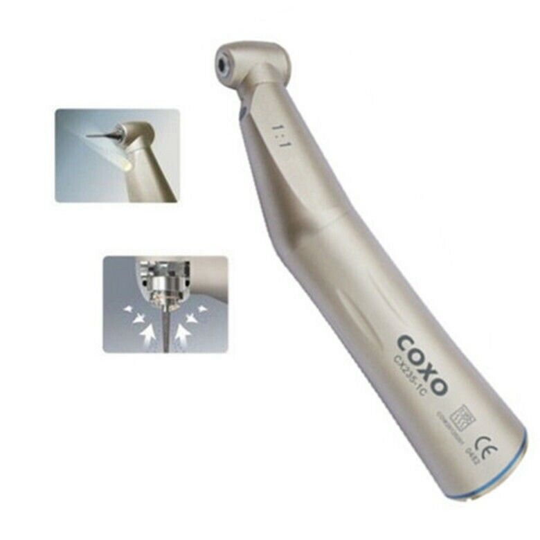 Dental Coxo Fiber Optic Contra Angel Handpiece Single Spray 1:1 Direct Drive