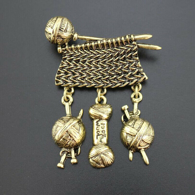 Retro Creative Sweater Knitting Ball Brooch Scarf Pin Women Dangle Jewelr.l8