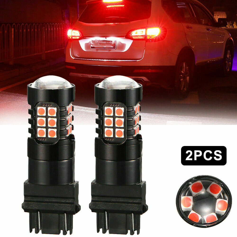 2PCS 3157 Red LED Strobe Brake Light Flashing Safety Blink For Tail Parking Bulb