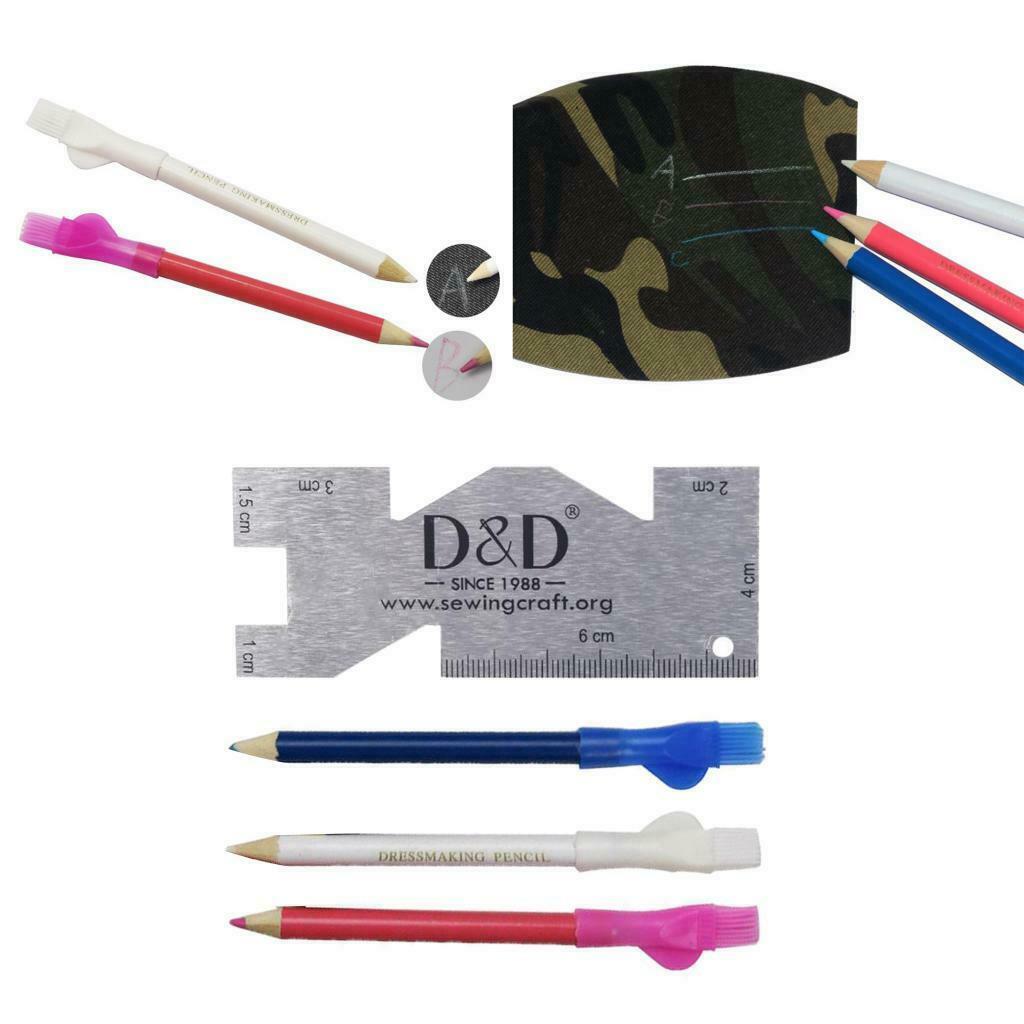 Marking Pen Fabric Marker Tailor's Chalk & Metal Sewing Measuring Gauge Rulers