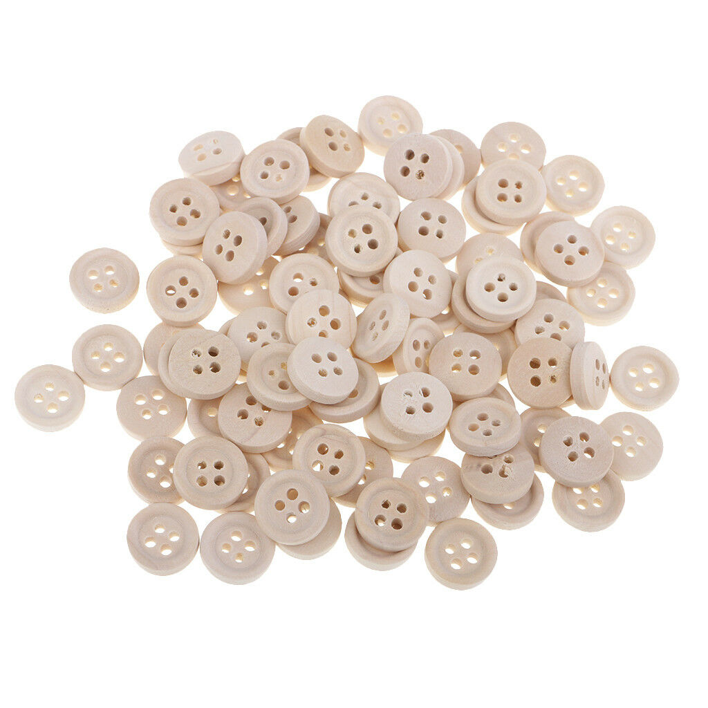 40pcs Wooden 4 Holes Round Wood Sewing Buttons DIY Craft Scrapbooking 12mm