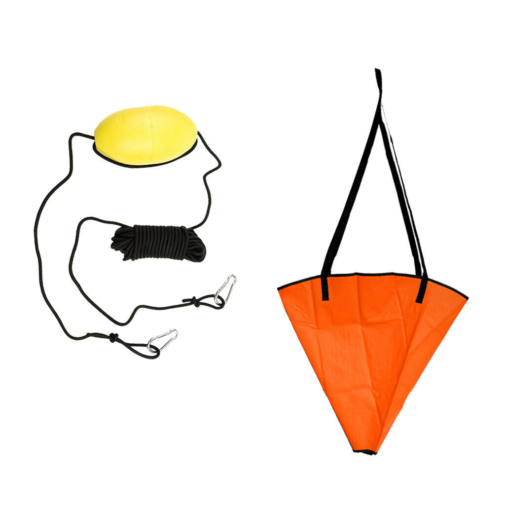 30' Kayak  Anchor Tow Rope Throw Line + Sea Anchor Boat Parachute Brake