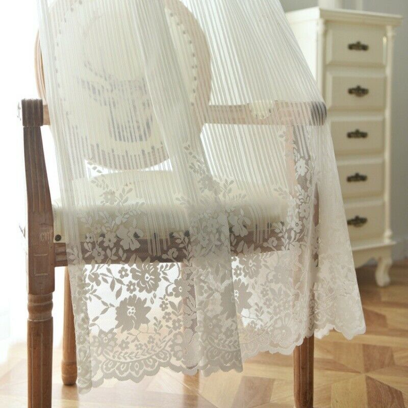 Flower Lace Tulle Curtain Fabric Sheer Net Voile Window Panel Drape Divider DIY