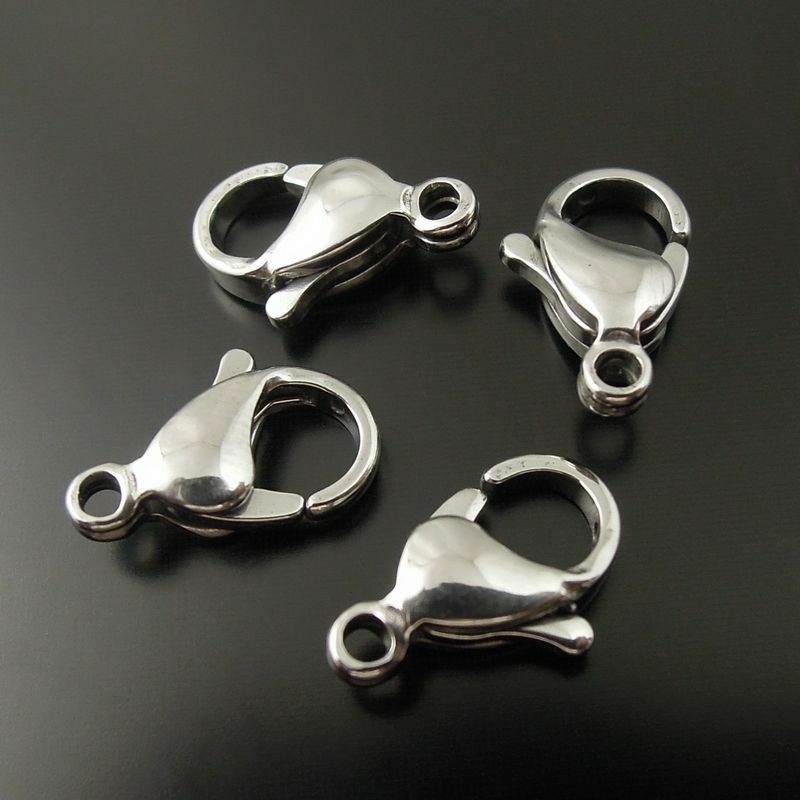 28 pcs Rhodium Plated Stainless Steel Lobster Clasps Jewelry Findings 10*6*3mm