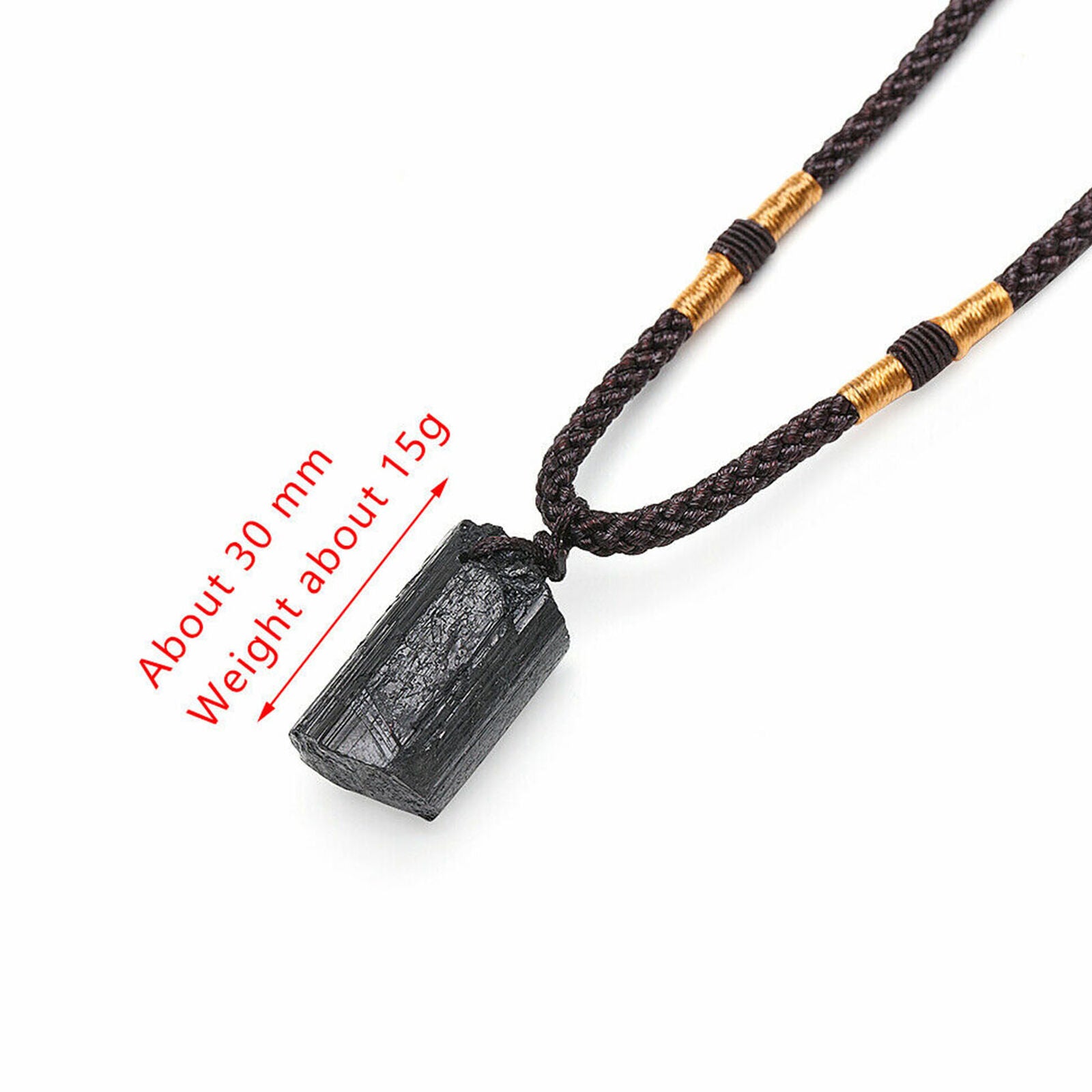 Women Men Black Tourmaline Stone Pendant Crystal Gem Specimen Necklace