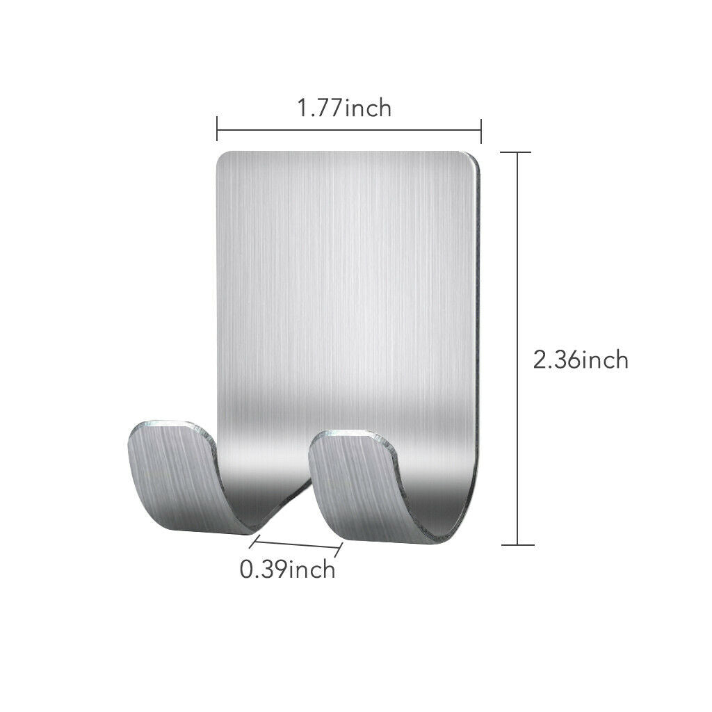 2 Pieces  Holder Self-adhesive Multi-purpose Hooks Stainless Steel Waterproof