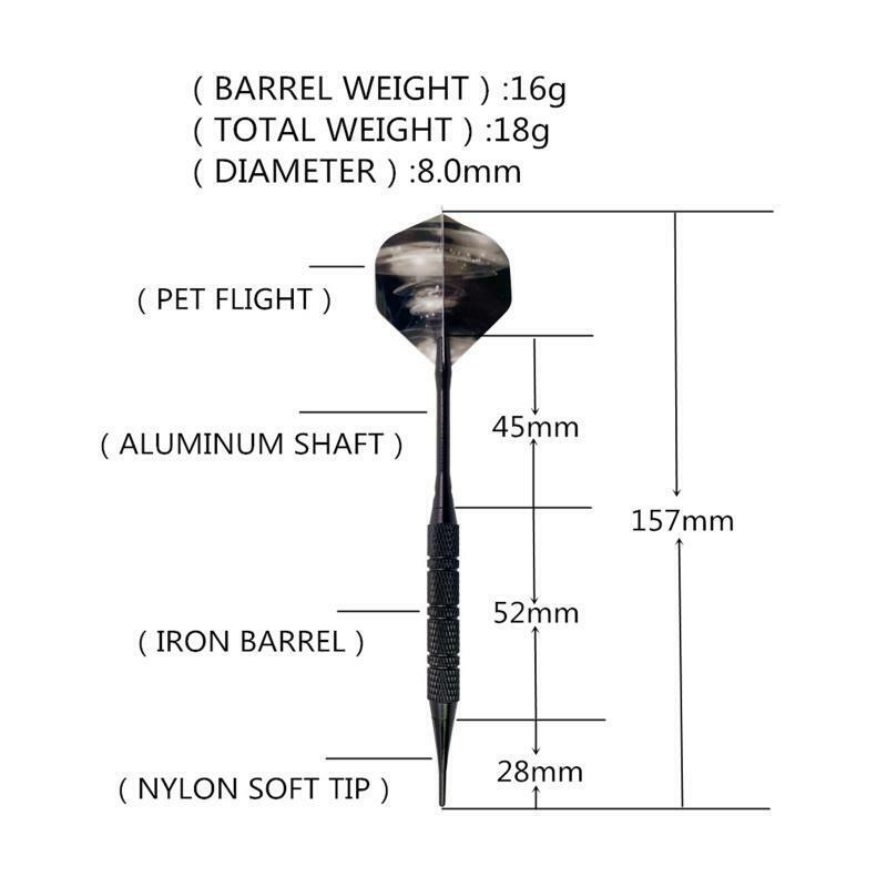 12pcs Tip Darts Aluminum Shaft with 100 Nylon Soft Tips for Electronic Dartboard