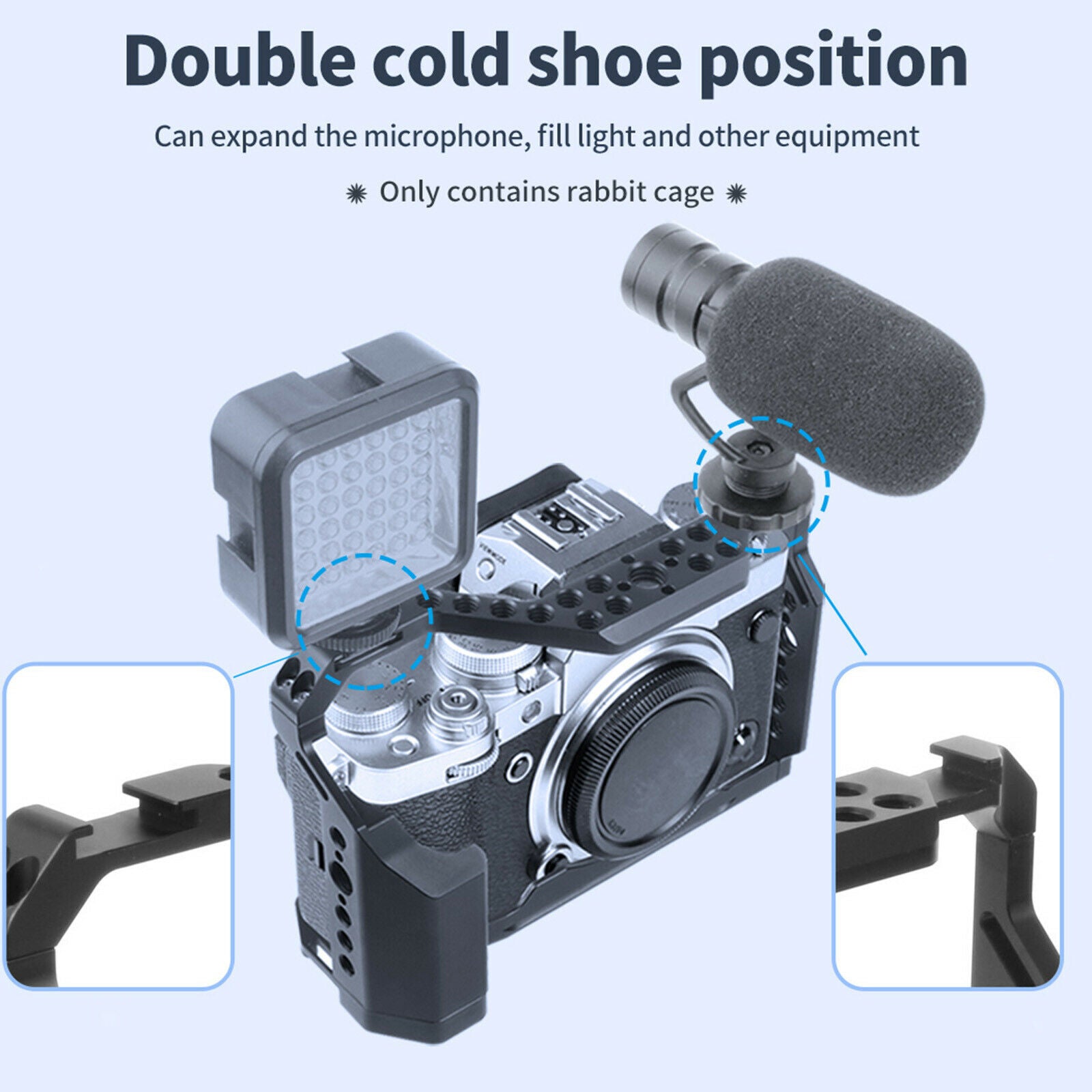Camera Cage for FUJIFILM X-T4 Camera 1/4" Thread Holes Shooting Stabilizer