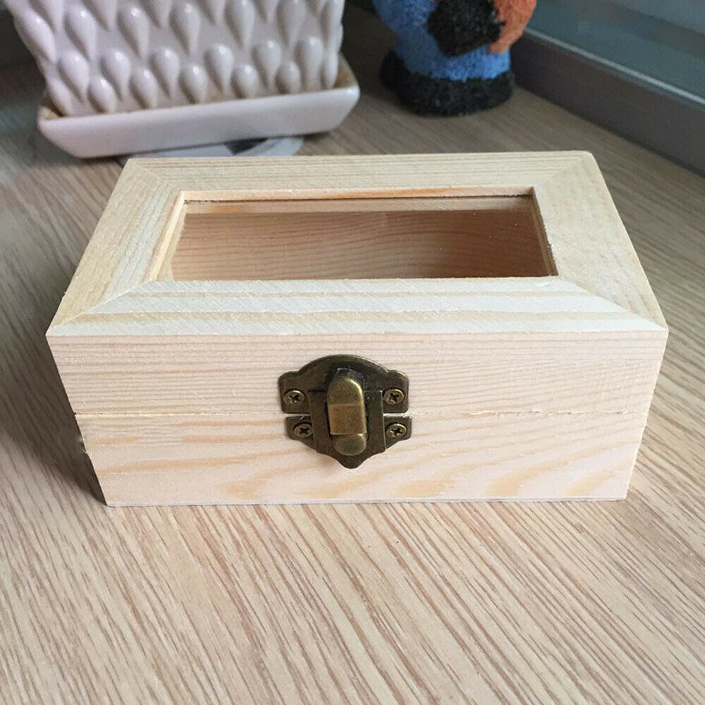 2 Pieces Unfinished Plain Wooden Jewellery Jewlry Box Keepsake DIY Findings