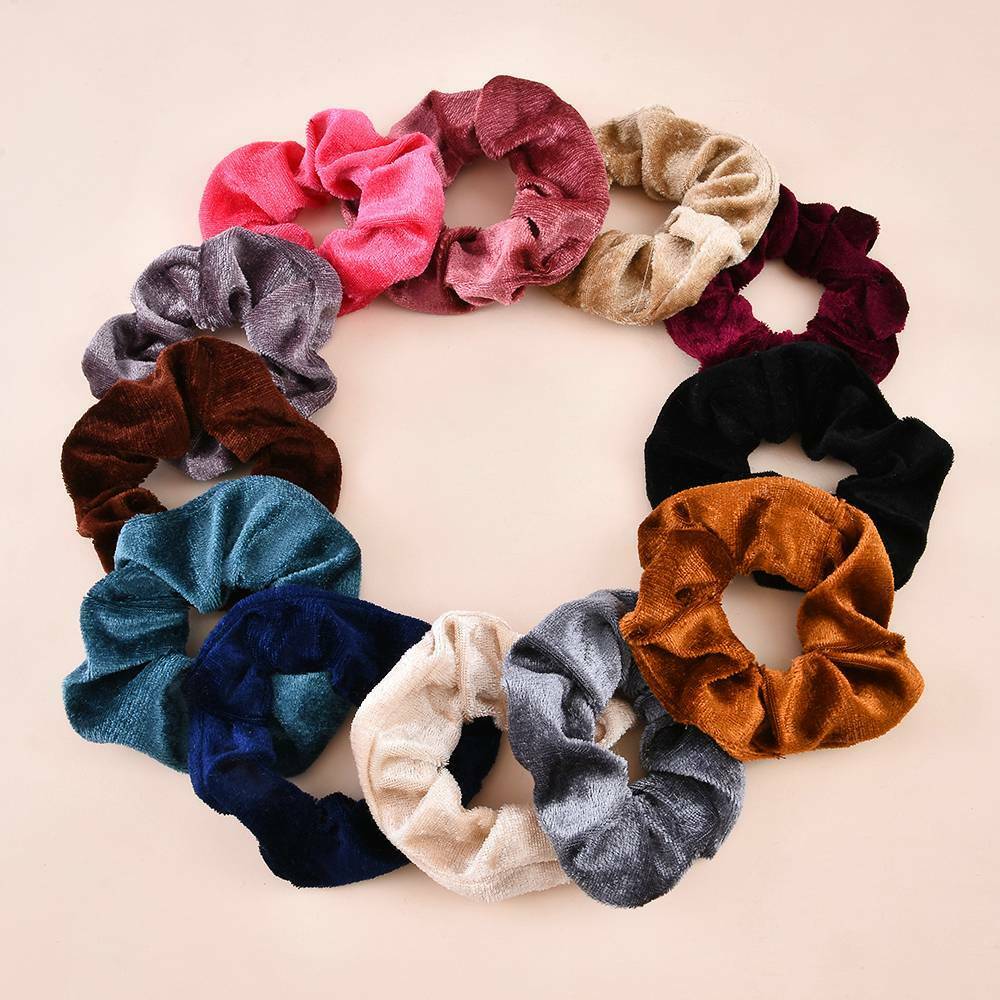 12-Pack Women Velvet Hair Scrunchies Elastic Bobble Ponytail Holder Accessories~
