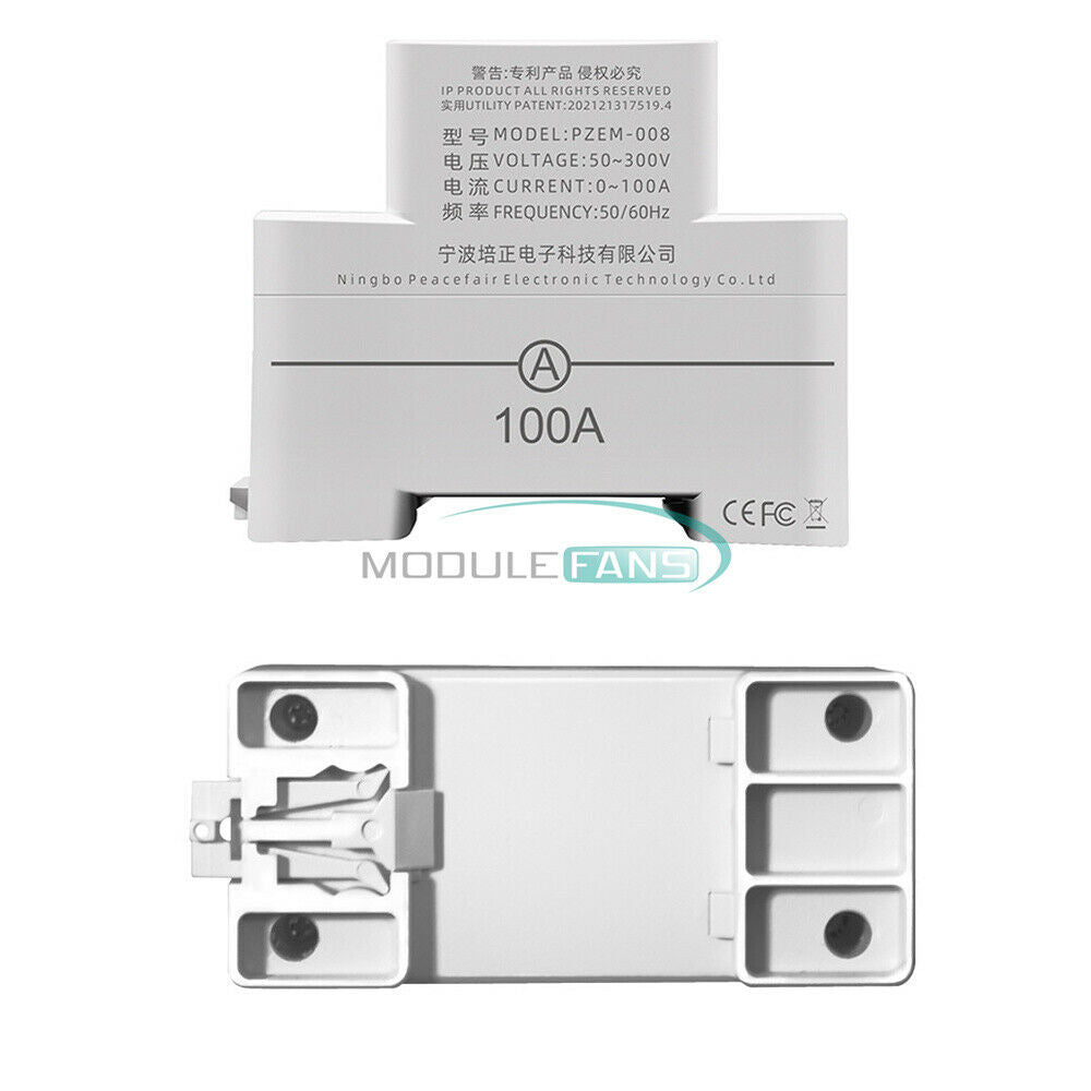 AC Digital Rail Meter Voltage Current Meter Watt Kwh Power Meter AC50-300V/100A