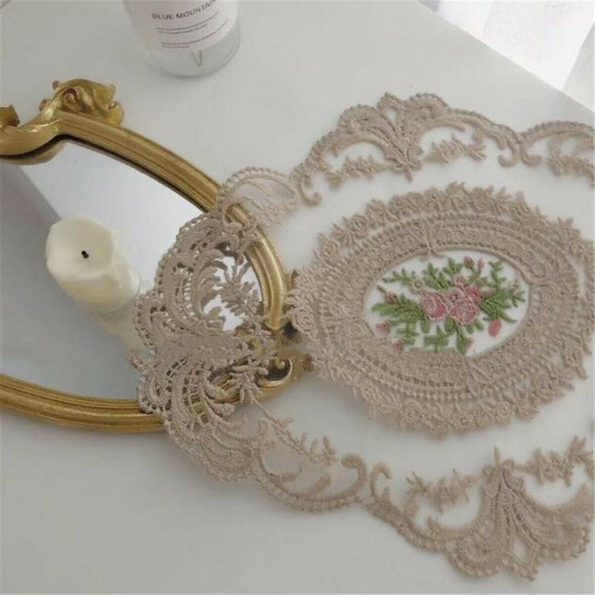 3pcs Flower Sewing Applique Trim Embroidery Floral Lace Trims Sofa Cushion Decor