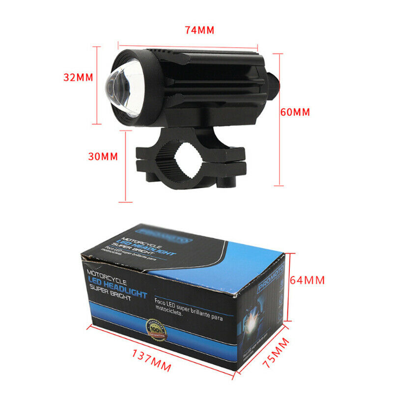1PCS LED Car Motorcycle Bikes U7 Lens Two-color Spotlight Lamp 6000K Waterproof