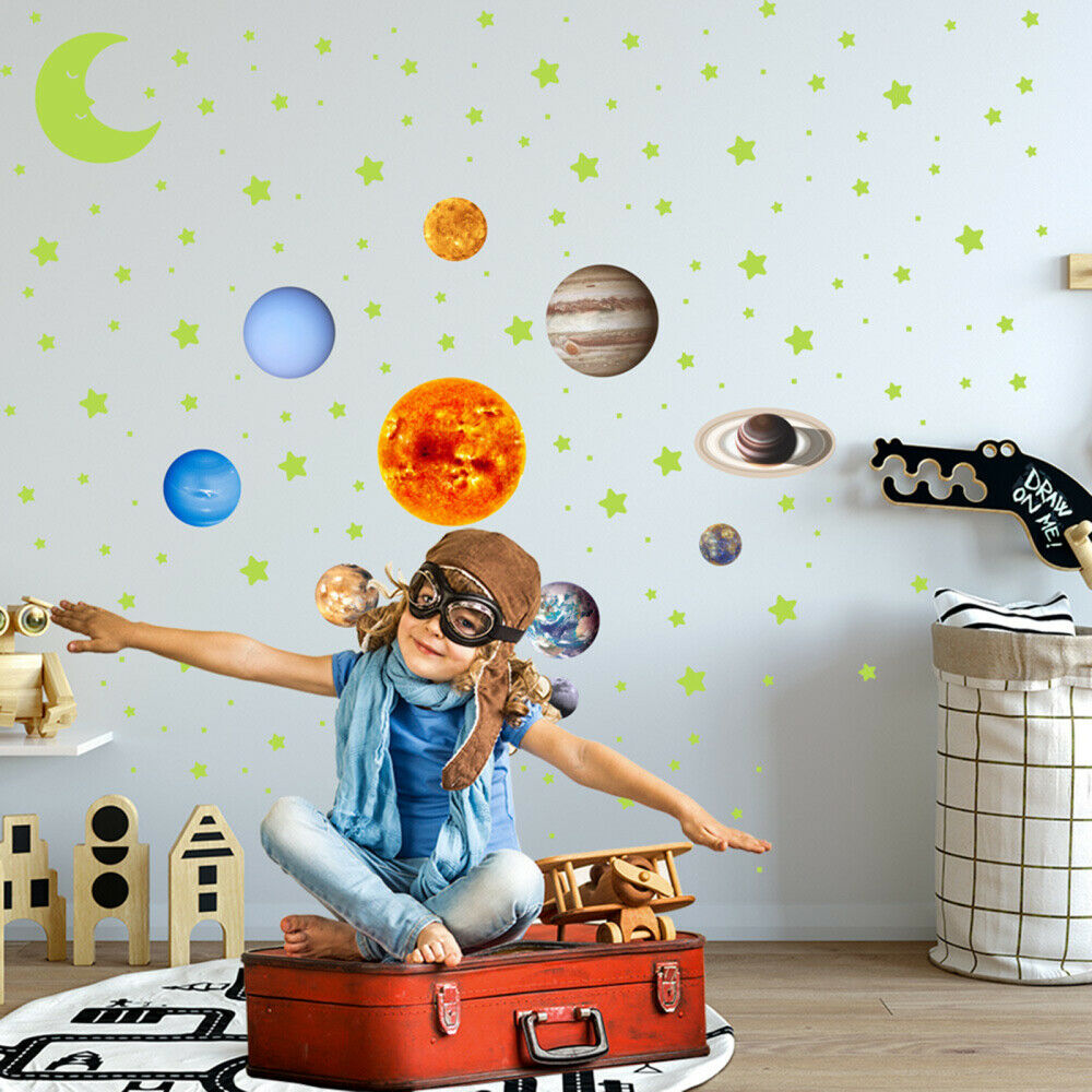 525PCS Wall Glowing Stickers Glow in The Dark Stars Solar System Planets Ceiling