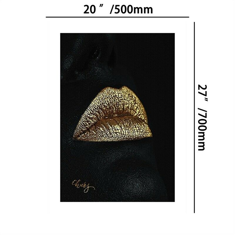 20*27in Golden Lips Girl Art Poster Wall Hanging Decoration Canvas Prints