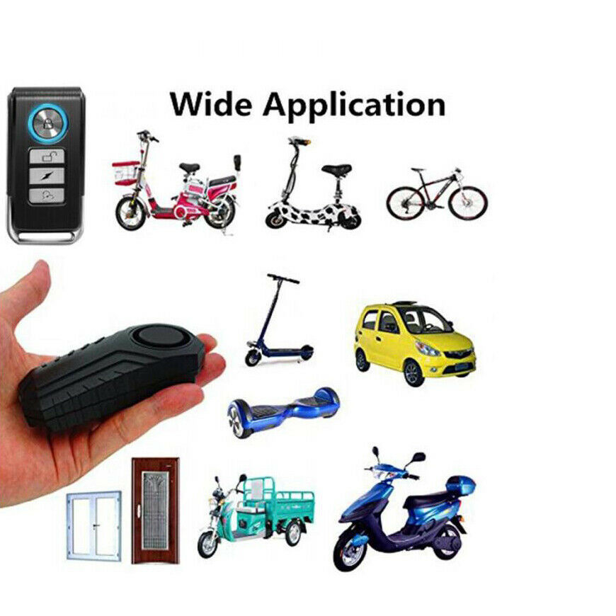 113dB Wireless Anti-Theft Vibration Motorcycle Bike Security Alarm W/Remote 1Kit
