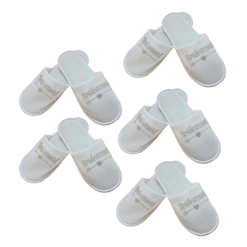 5 Pair Bridal Wedding Soft Bridesmaid Closed Toe Disposable Home Slippers