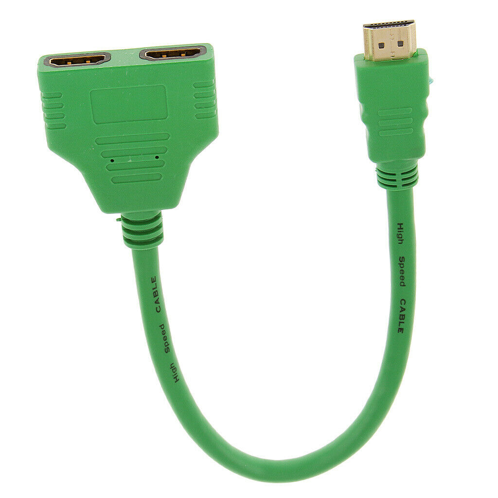 New 1080P   Port Male to 2 Female 1 In 2 Out Splitter Cable Adapter Green