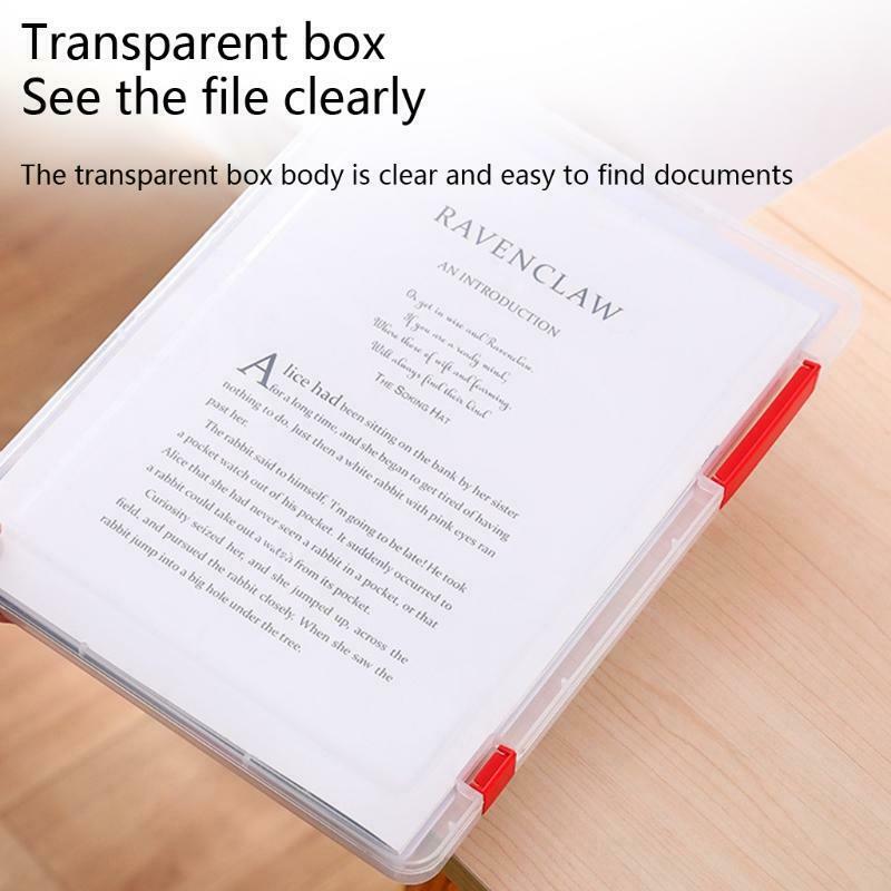 A4 Plastic Portable Case Document File Folder Transparent Paper Organizer Box