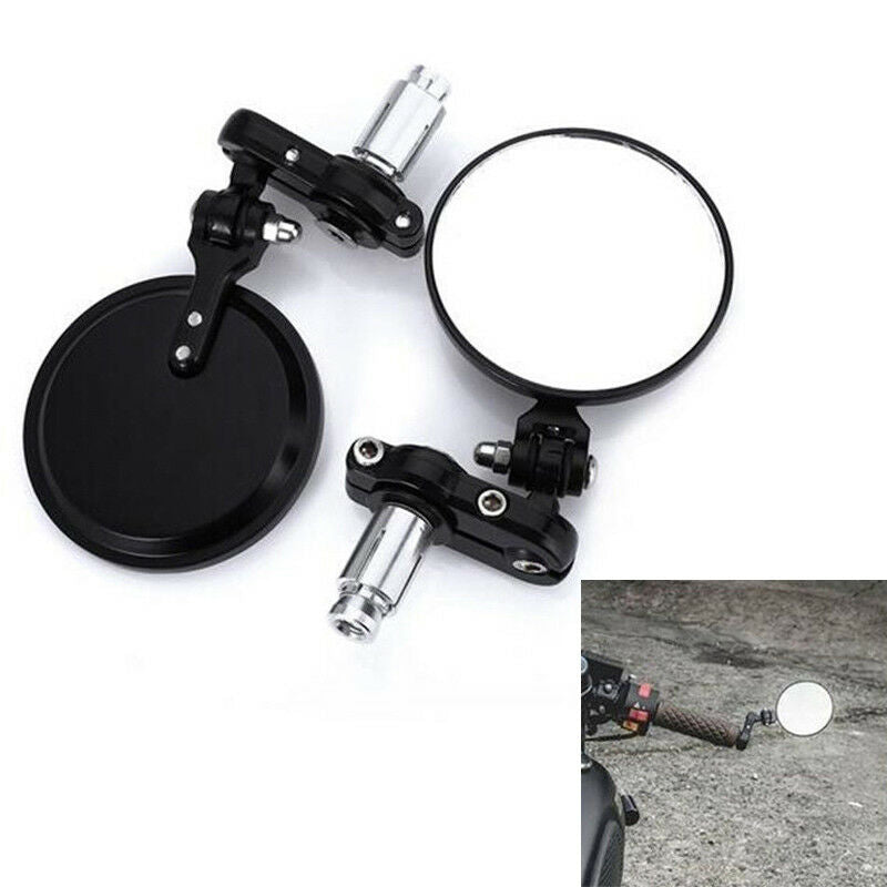 Universal Aluminum Round 7/8" Handle Bar End Motorcycle Rearview Mirror Foldable