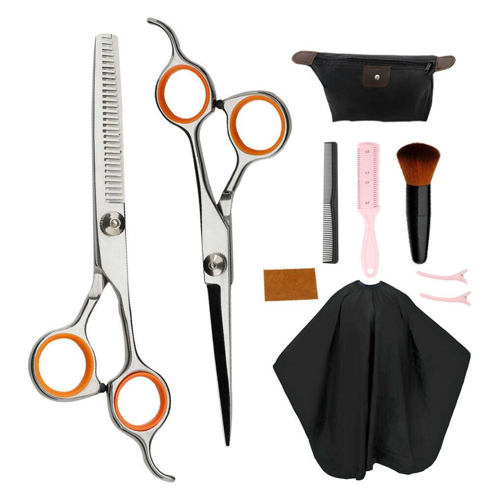Hair Cutting Hairdressing Scissors Kit with Accessories Comb Cape Clips A