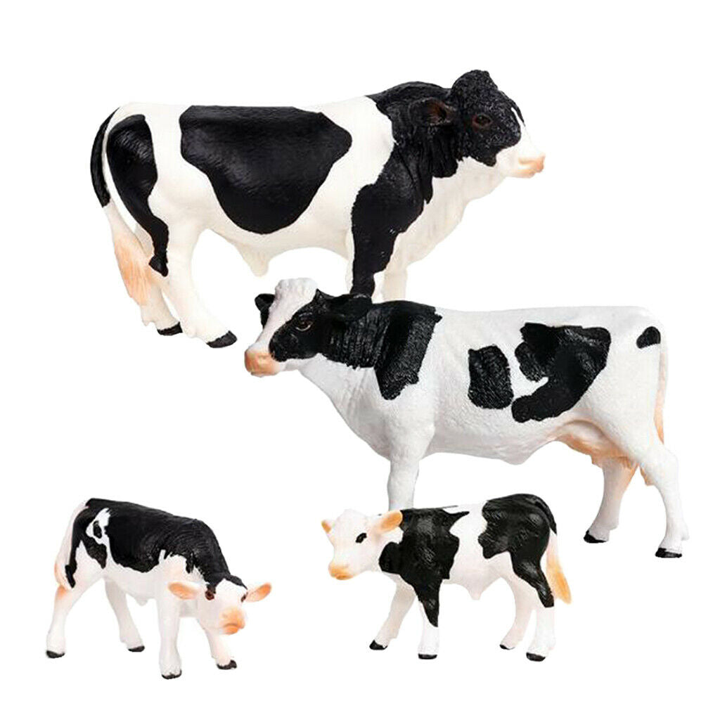 Set of 4 Realistic Cow Sculpture Farm Garden Decoration