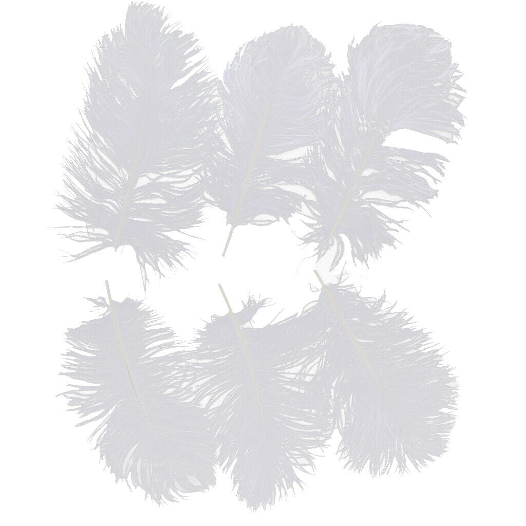 6pcs White Ostrich Feather DIY Headdress Wedding Venue Decoration 25-30cm