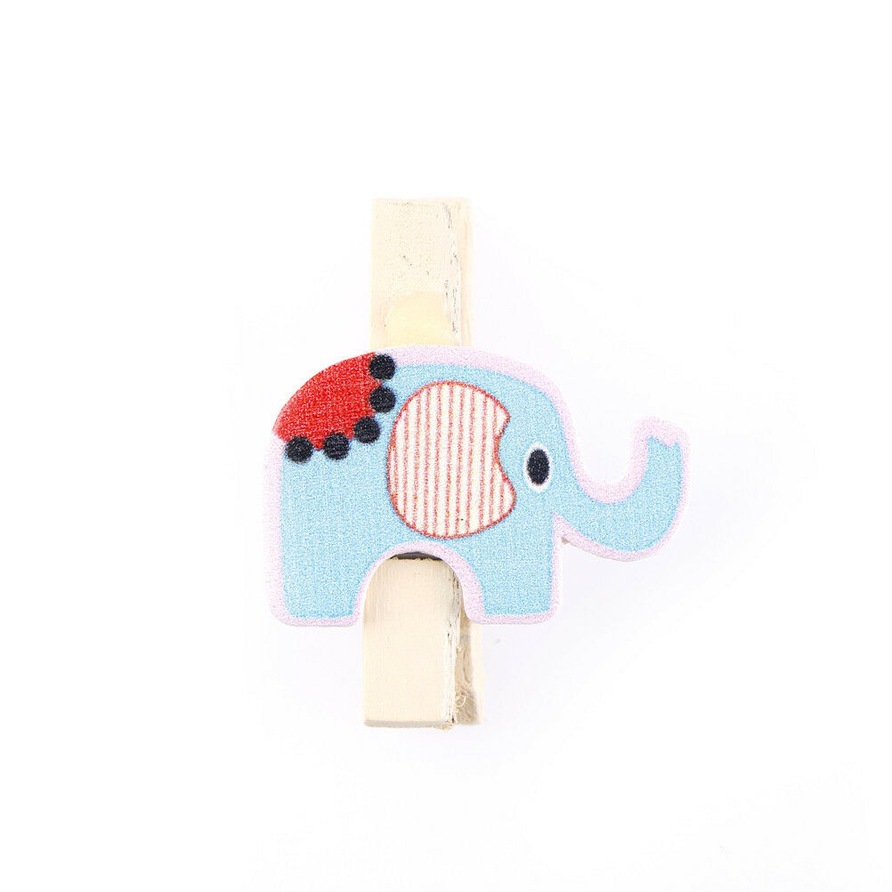 8x Mixed Colorful Elephant Wood Clips Photo Paper Pegs Clothespin Craft D.l8
