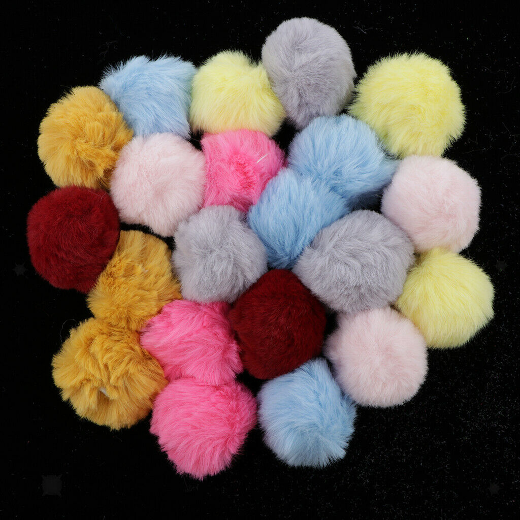 20pcs  Faux Fur Pom Pom Ball Keychain For Hat Bag Accessories Mixed