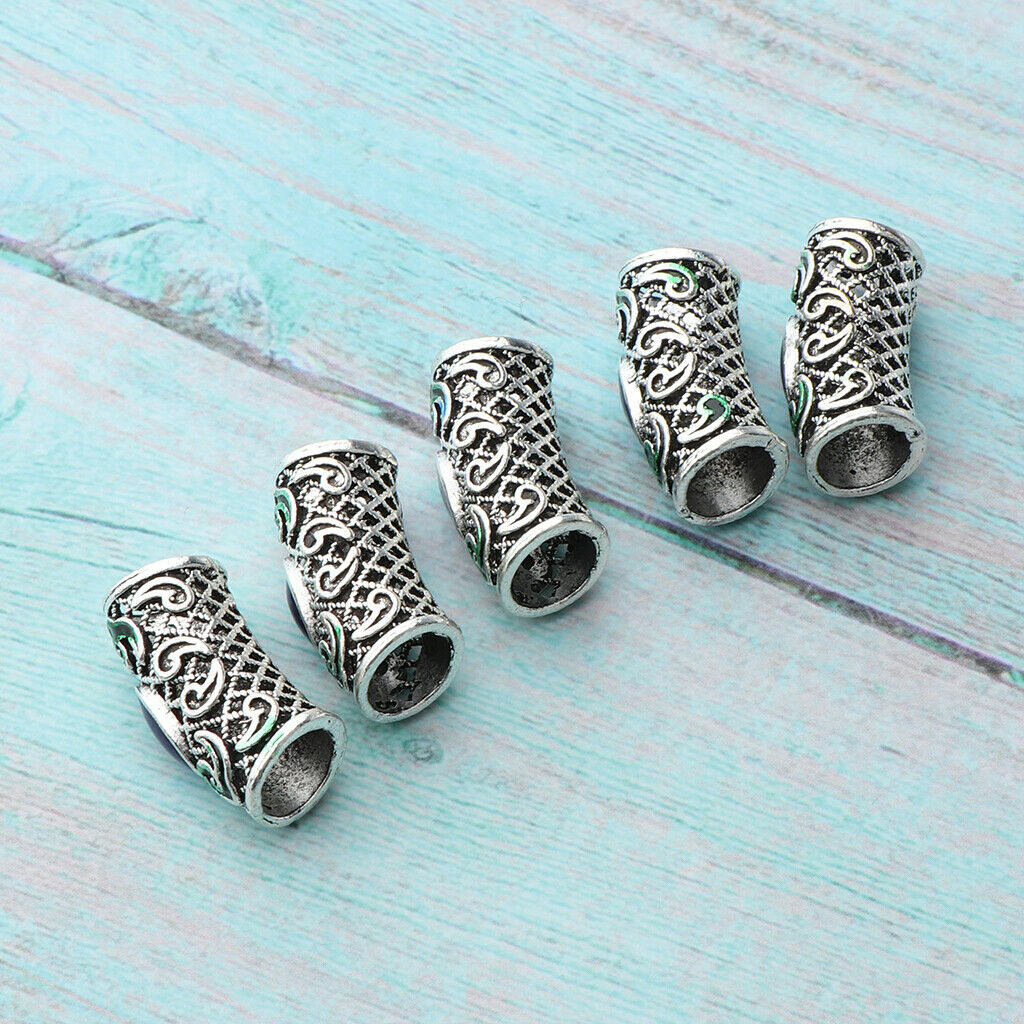 10pcs 7mm   Beads Retro Style Braids Rings Cuff Clips Tubes Jewelry