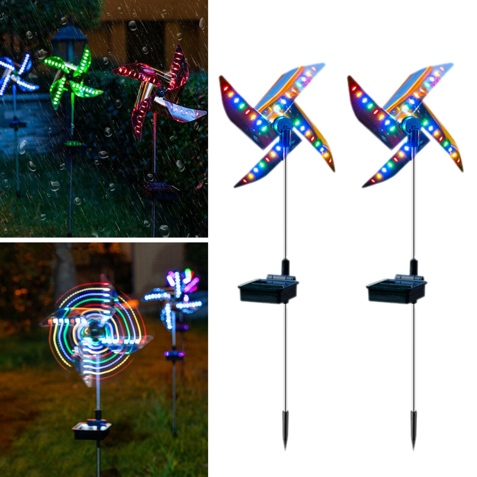 2pcs 32 LED Windmill Stake Solar Garden Light Path Lighting for Christmas